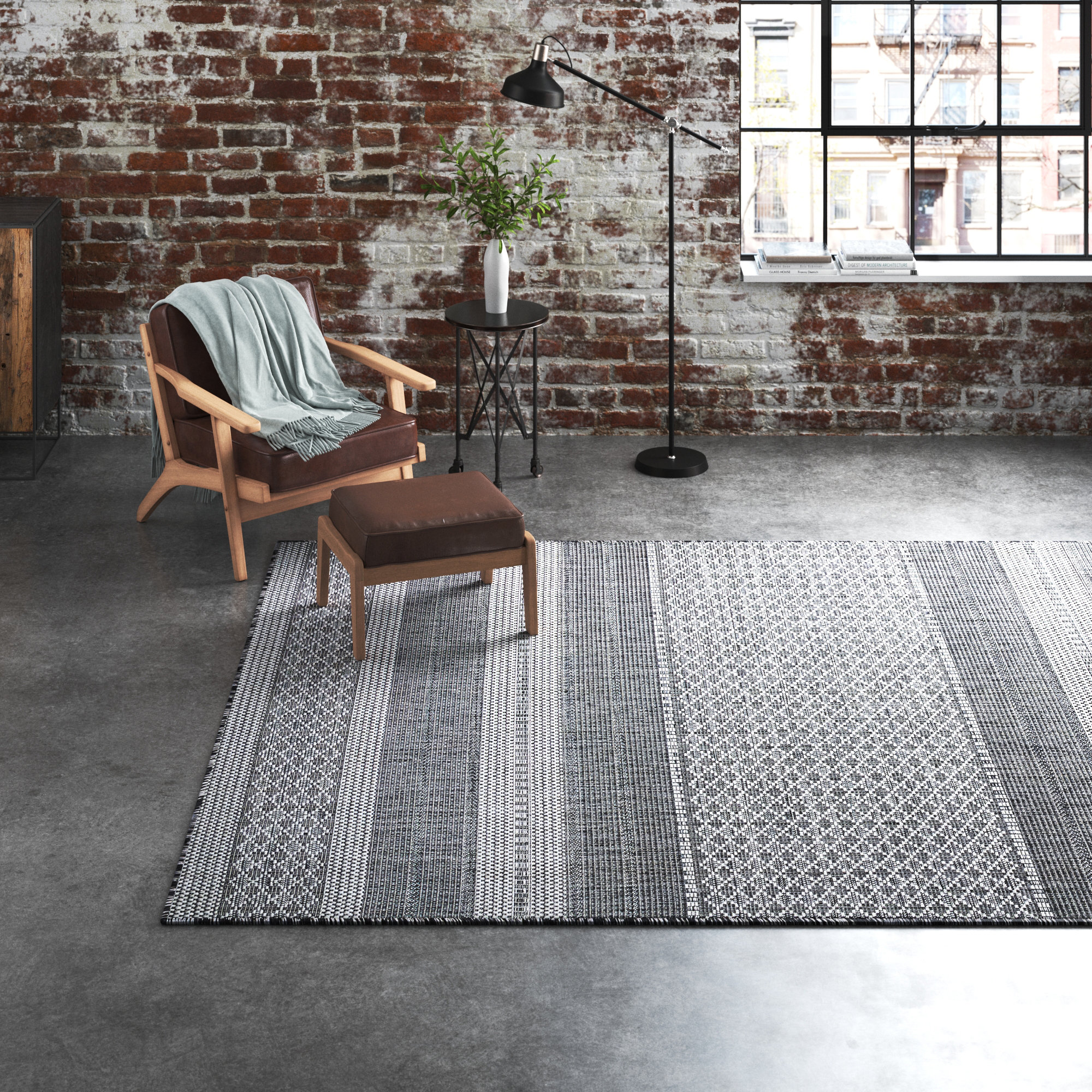 Steelside™ Pyper Flatweave Ash Gray Indoor/Outdoor Rug & Reviews Wayfair