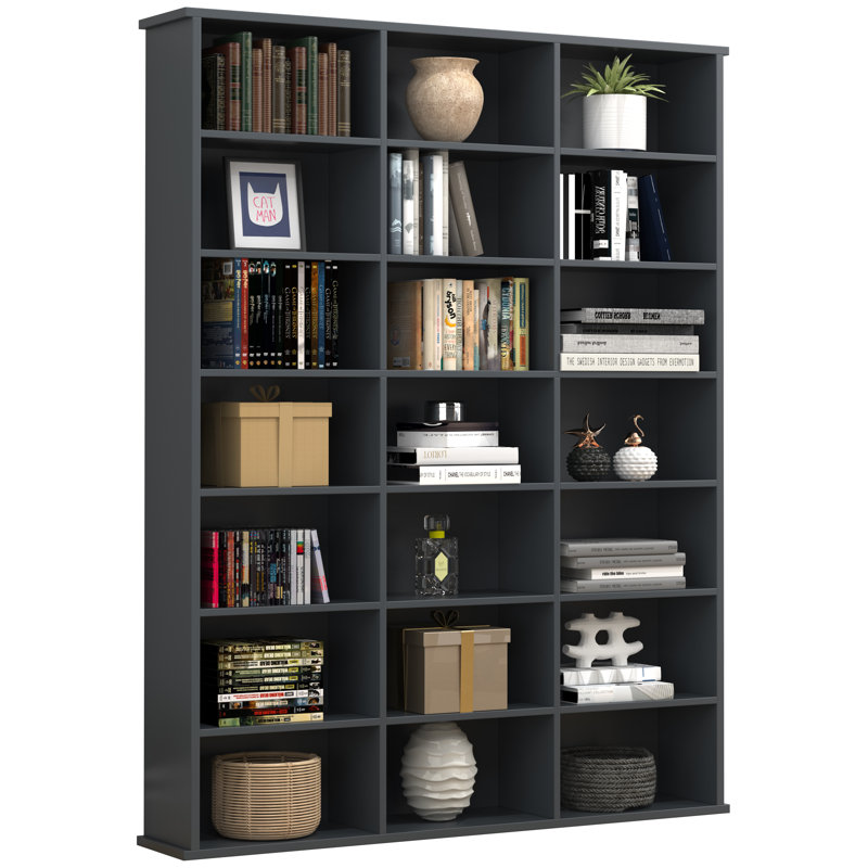 Inbal 136cm H x 105cm W Standard Bookcase, Anthracite