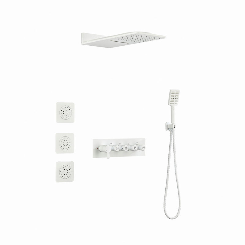 Système de douche à pluie murale avec 3 jets de corps et douche à main