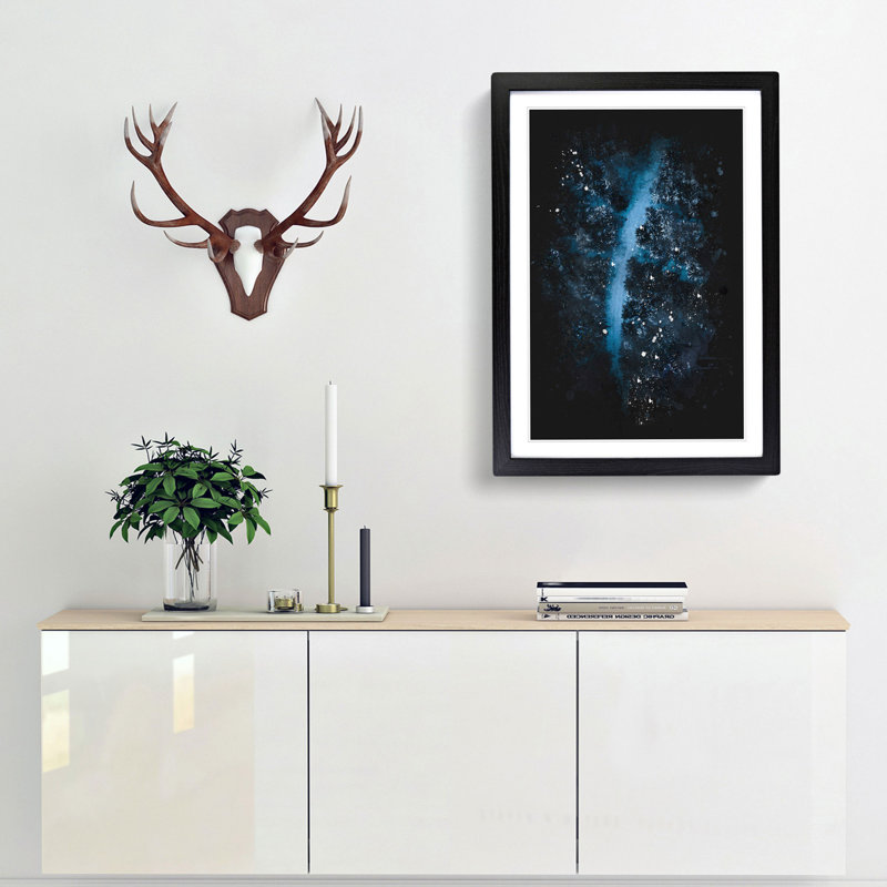 Walking Through The Forest - Single Picture Frame Painting on MDF, 87cm H x 62cm W x 2cm D, Black Framed