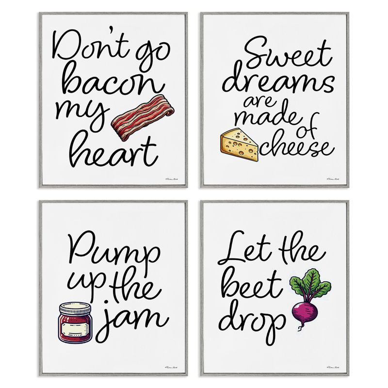 «Fun Music Lyric Puns», ensemble de 4 giclées encadrées par Susan Ball, H 20 po x l 16 po, Estampe numérique Farmhouse