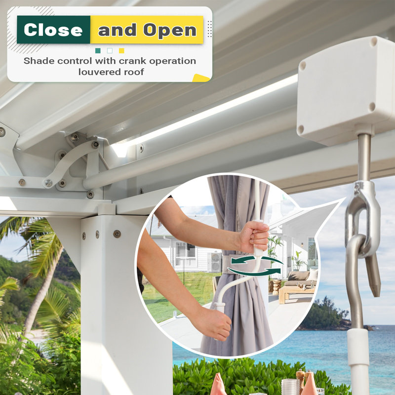 Pergola extérieure à lames orientables de 3 x 6 m avec toit ajustable et drainage dissimulé – Gazebo rigide en aluminium antirouille pour patio, cour arrière, terrasse et jardin