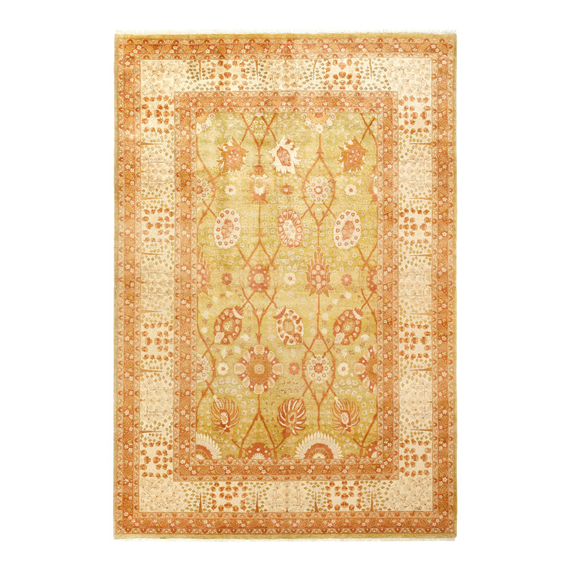 Tapis unique en laine noué à la main 6 pi 3 po x 9 pi 4 po nouvel âge Keenan