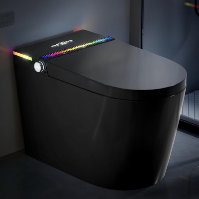 Toilette intelligente avec bidet Yingze intégrée, couvercle d'ouverture / fermeture automatique de toilette sans réservoir avec sécheuse, siège chauffant à hauteur confortable ADA, eau chaude instantanée, panne de courant et chasse d'eau, capteur d