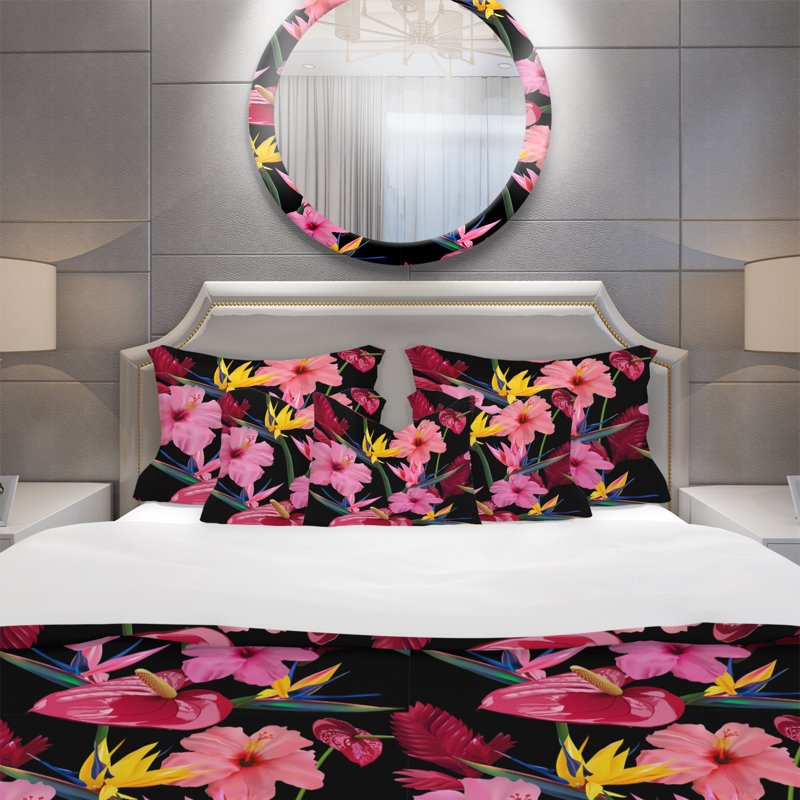 Ensemble de housse de couette tropical, Housse simple + 1 taie décorative