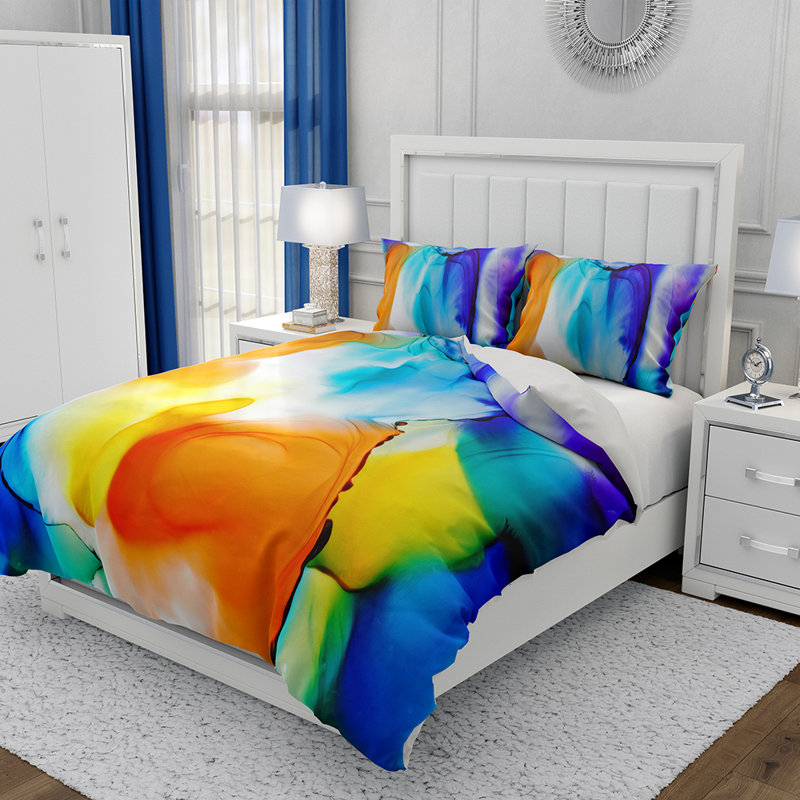 Ensemble de housse de couette et insert 3 pièces en microfibre multicolore