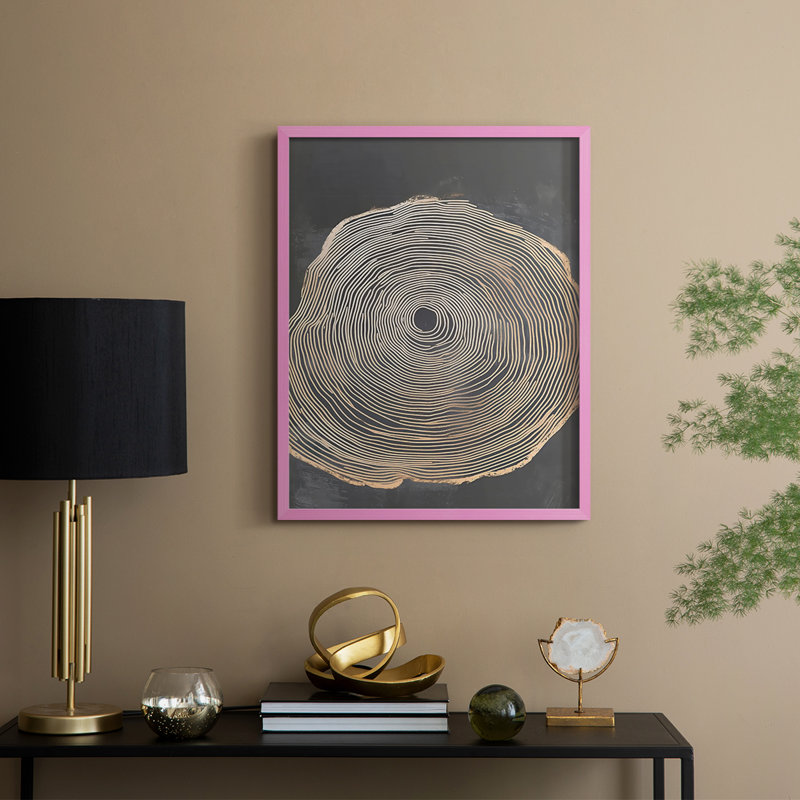 Abstrait, encadré, prêt à accrocher , Rose, H 10 po x l 8 po