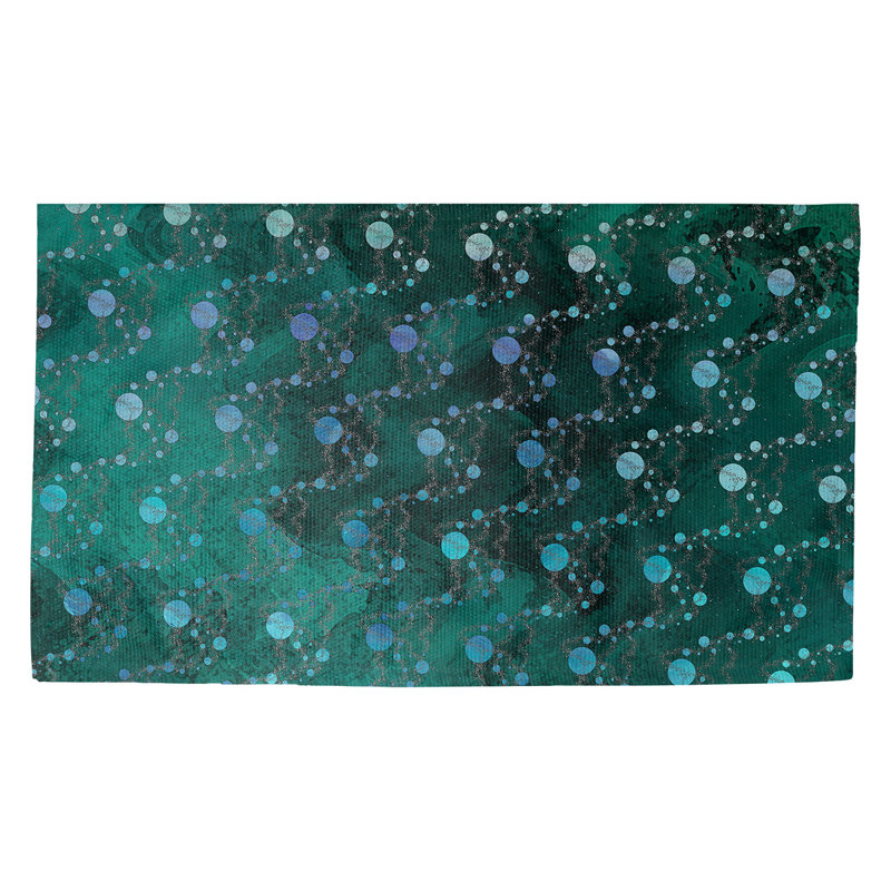 Tapis bleu sarcelle / noir Avicia, Rectangle 3 pi 3 po x 5 pi 3 po