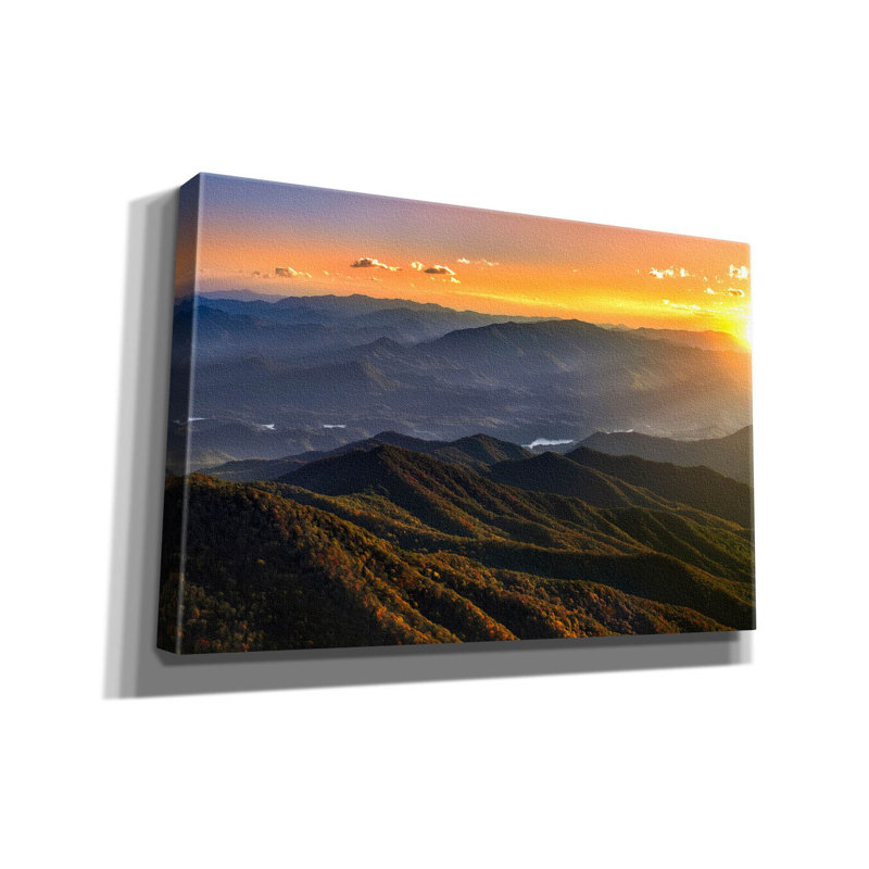 «Smoky Mountains Sunset» par Jonathan Ross, art mural sur toile, H 12 po x l 18 po x P 0,75 po