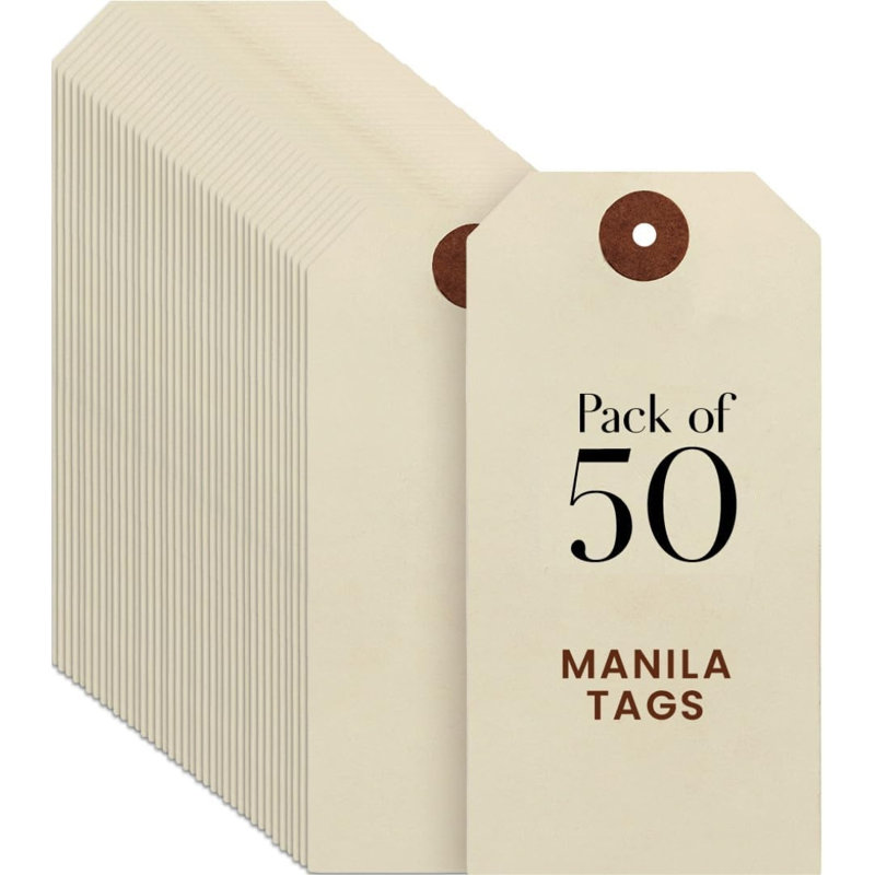 Étiquettes en lin crème de Manille, lot de 50, taille n° 5