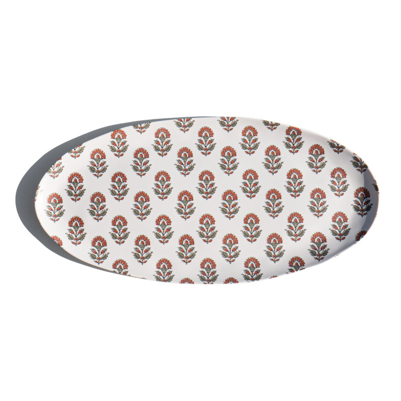 Plateau ovale en mélamine Kashmir - crème - 17,4 po x 8,3 po