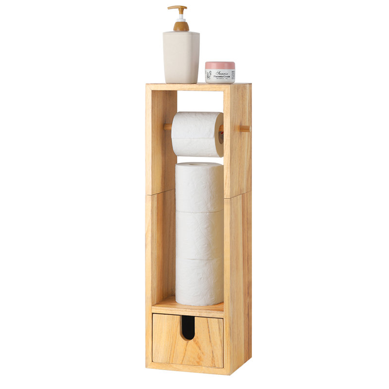 Porte-papier hygiénique sur pied en bois, Naturel