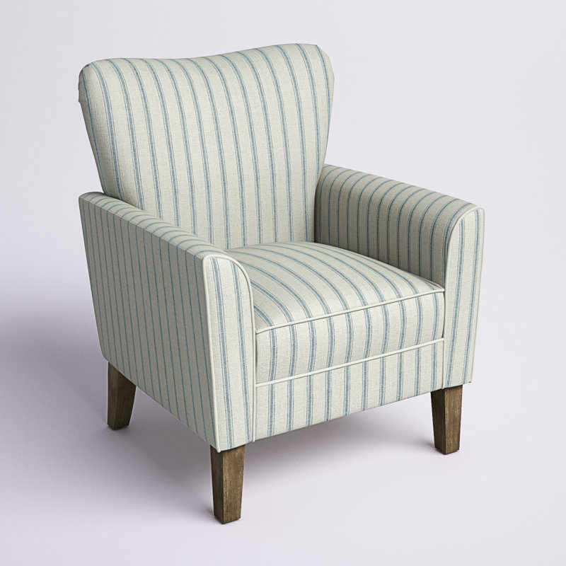 Fauteuil en polyester l 31 po avec pieds en bois massif Arching, Vert / bleu 100% polyester
