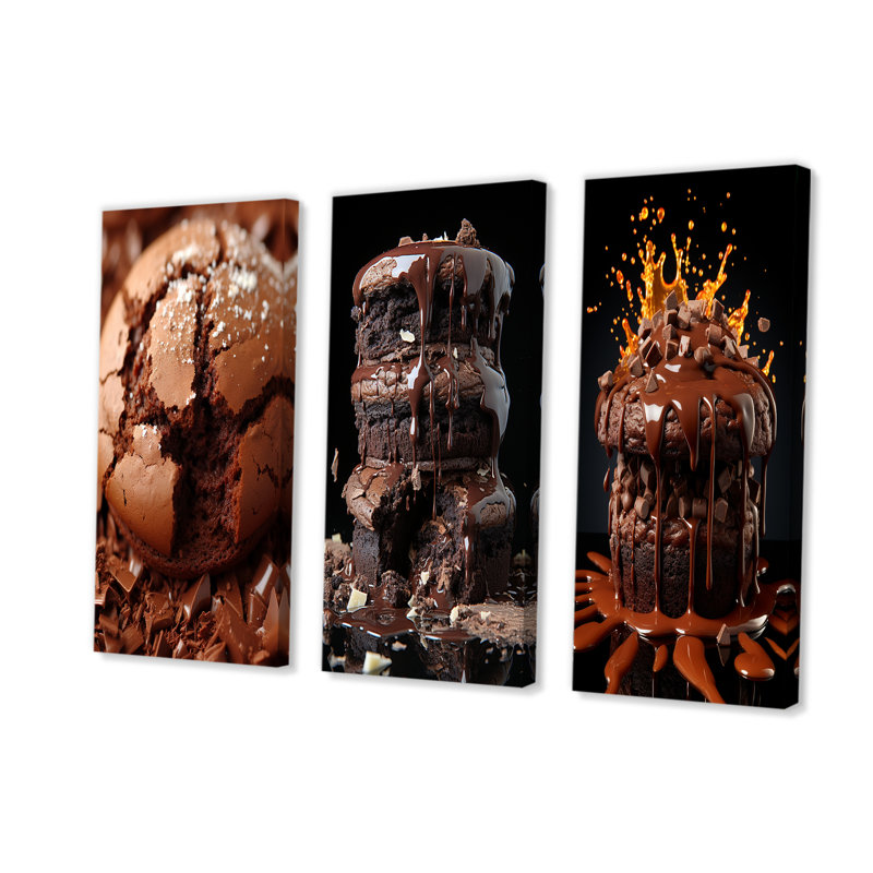 «Chocolate Cookie Delights I», ensemble de 3 impressions sur toile Pop Art, H 28 po x l 36 po, Toile tendue