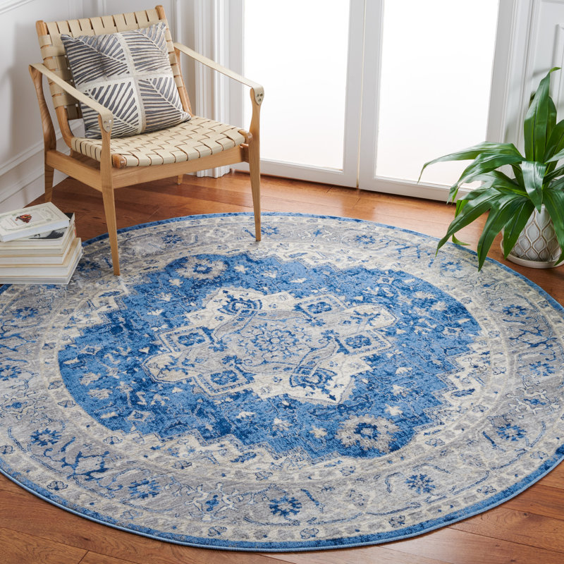 Aurich 851 Area Rug In Blue / Grey, Round 6'7"