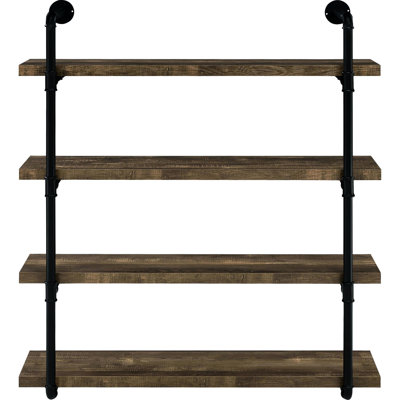 40-Inch Rustic Oak And Black Wall Shelf - Ideal For Organizing Offices, Enhances Workspace Adds Character To Walls, Convenient Organization