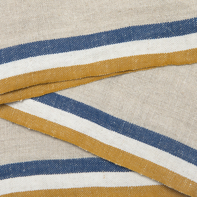 Camryn Striped Square Napkin, Natural/Mustard/Natural/Blue 