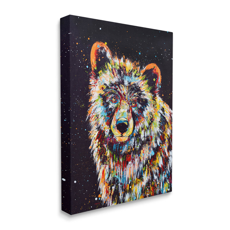 Art moderne sur toile, "Modern Bear Urban Strokes" par Jen Seeley, H 48 po x l 36 po x P 1,5 po