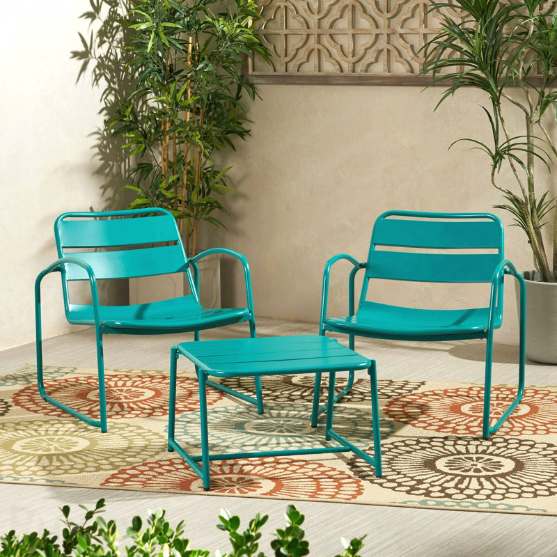 Chat Set Outdoor Patio Furniture, Teal