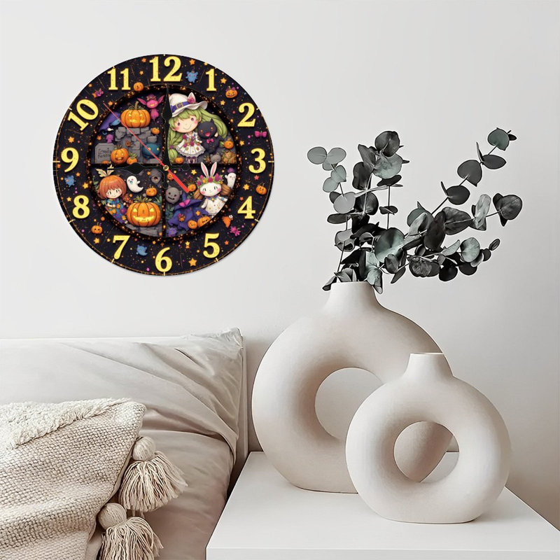 Horloge d'Halloween avec des personnages mignons