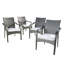 De 4 chaises empilables en PE gris, structure en fer et coussins d'eau pour un patio extérieur de style confort