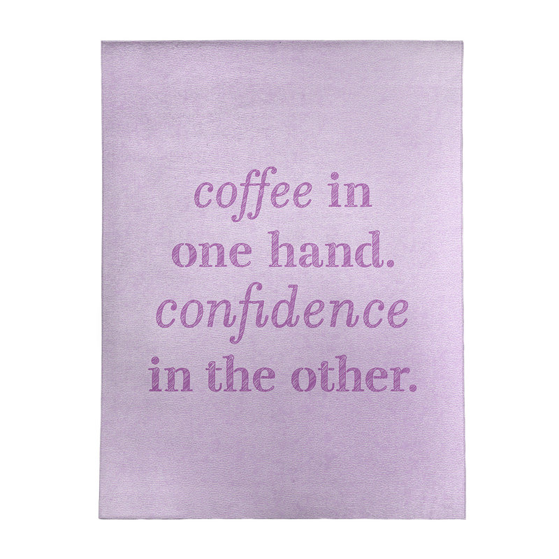 Tapis en poly-chenille à café manuscrit & quote, Rectangle 5 pi x 7 pi
