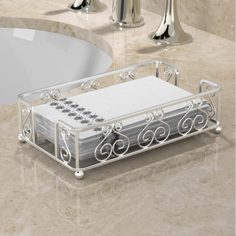 Vanity Countertop Napkin Holder, Silver