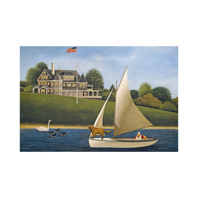 Sailing With Dog by Lowell Herrero - Wrapped Canvas Painting, 20.32 cm H x 30.48 cm W