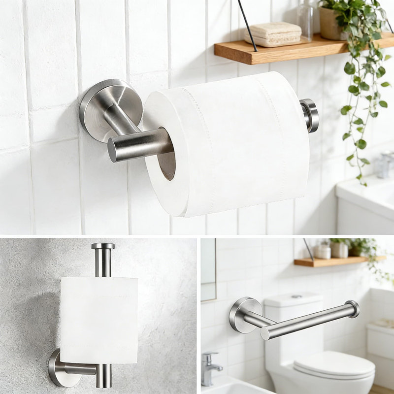 Brushed Nickel Bathroom Hardware Set, 5-Piece SUS304 Stainless Steel Towel Bar Set With Wall Mounted Installation, Includes Towel Holder, Ring, Hook And Toilet Paper Holder