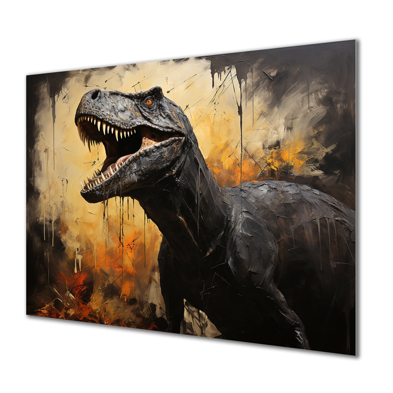 Art mural rétro avec dessin de dinosaures métalliques, dessin de Jurassic Trex II, H 12 po x l 20 po x P 1 po