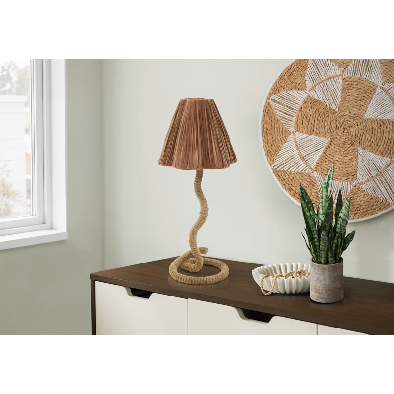 Lampe de table, 56 cm de hauteur, corde brune, abat-jour en papier brun, style bohème classique, Brun