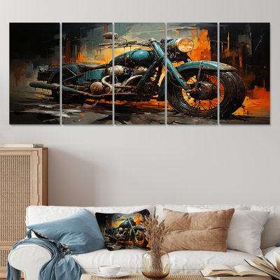 Art mural noir pour motocyclette 5 pièces