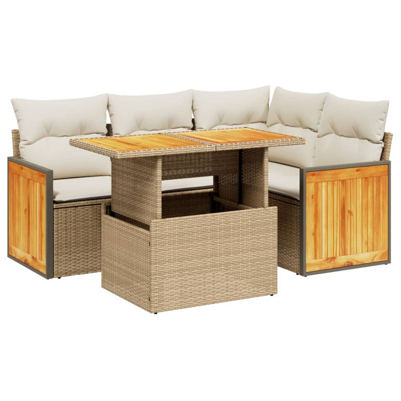 Vidaxl Garden Sofa Set Beige PE Rattan L Modular Garden Sofa Set