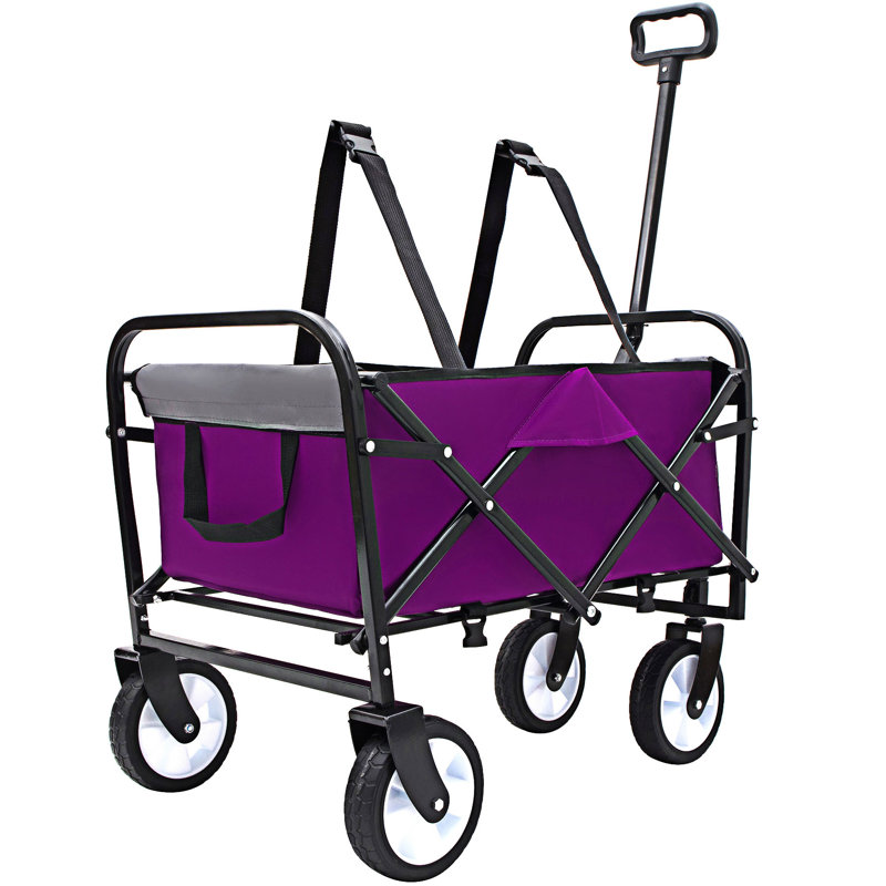 Collapsible Foldable Wagon Cart Utility Wagon Grocery Cart, Purple