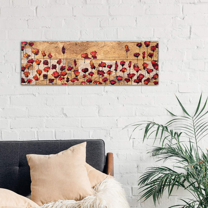 Giclée sur toile tendue « Poppies Oizzontale Segatura » par Donaldson Marraoni, H 12 po x l 36 po x 1,5 po, Toile tendue