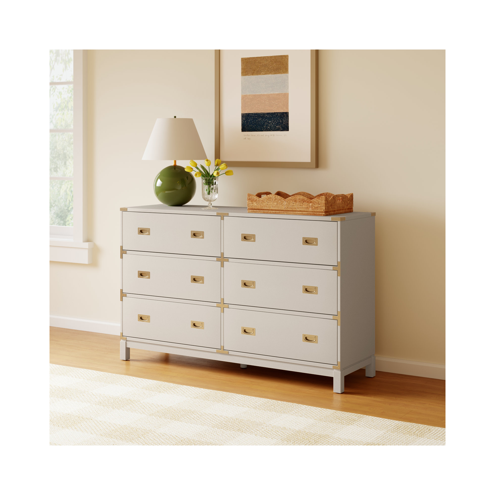 Dania 6-Drawer Dresser, White
