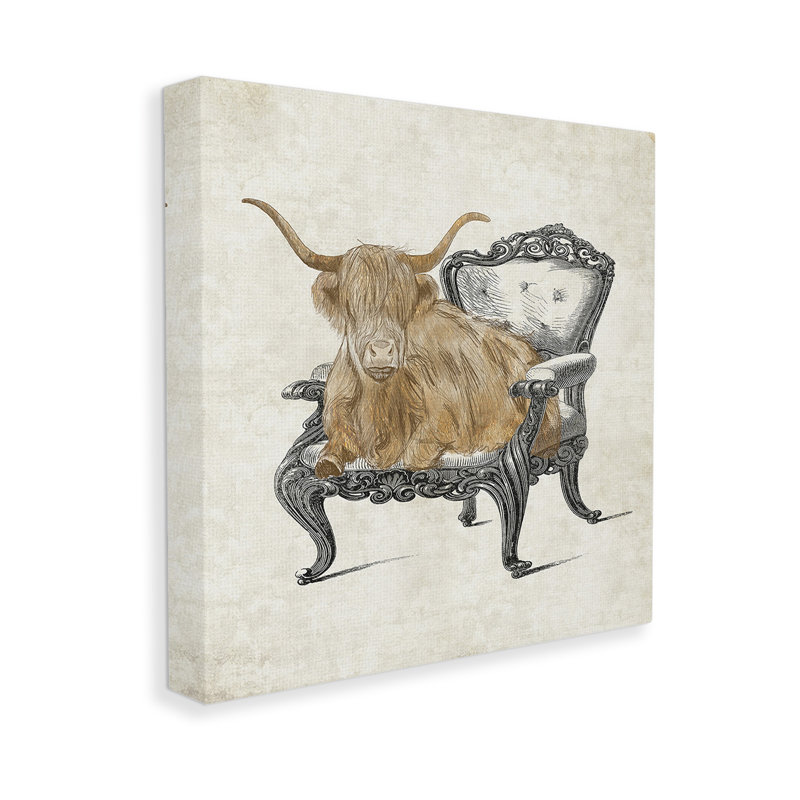 "Longhorn & Vintage", art mural par Elizabeth Medley, H 36 po x l 36 po