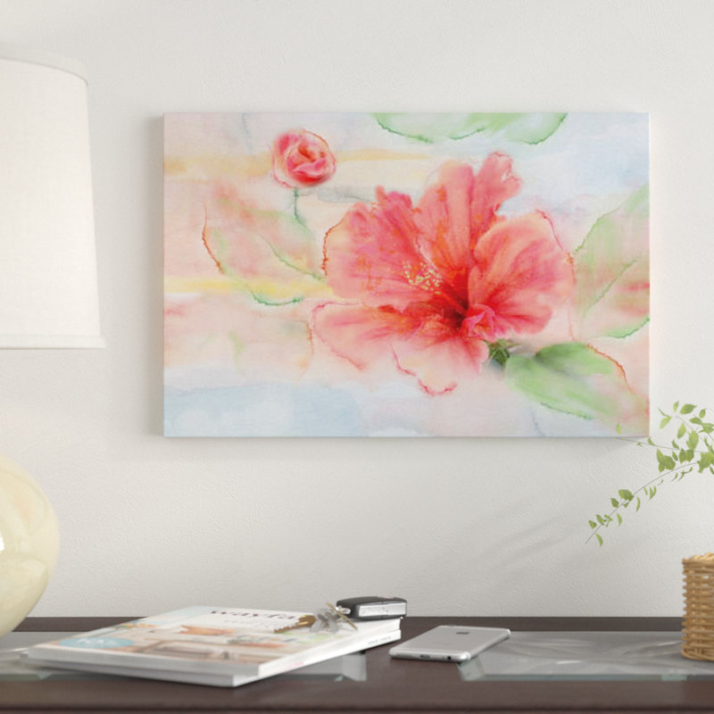 Hibiscus - Impression sur toile, H 8 po x l 12 po x P 0,75 po, Toile tendue, Pas de tapis