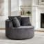 Oversized Round Swivel Accent Chair with Plush Upholstery & Matching Throw Pillows-Brown