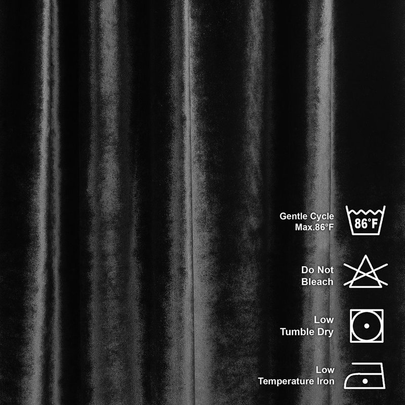 Room Darkening Single Curtain Panel, 245cm Width x 265cm Drop, Black