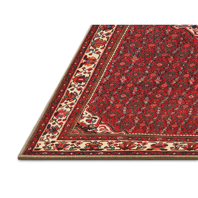 Tapis rouge/vert traditionnel Gertraud, Rectangle 6 pi x 9 pi
