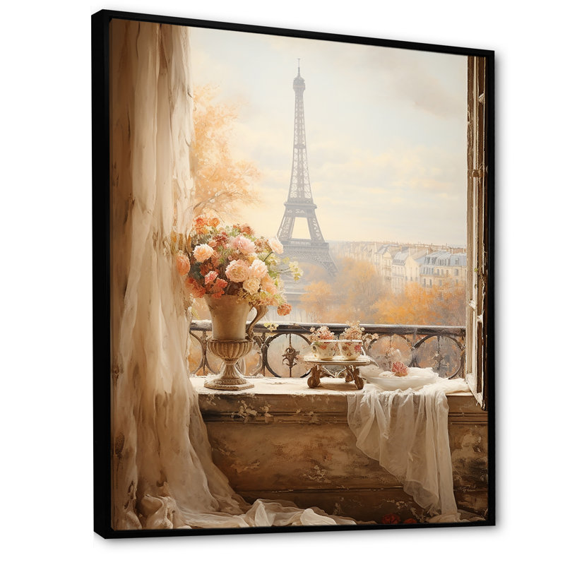 «Paris Spring Spring Elegance I - City Paris, art mural», H 32 po x l 24 po x P 1 po, Cadre flottant noir