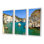 «Turquoise Water Beach Panorama - Sea & Shore», ensemble de 3 toiles d'art encadrées