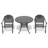 3-Piece Set Of Cast Aluminum Patio Furniture With Blue Cushions-1864638759
