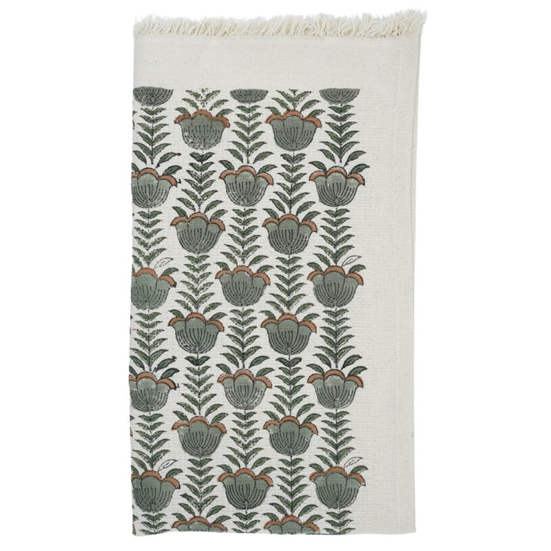 Floral 100% Cotton Hand Block Print Waffle Hand Towels 17X32 Perfect for Your Home's Aesthetic and Comfort (Lotus, Gray)