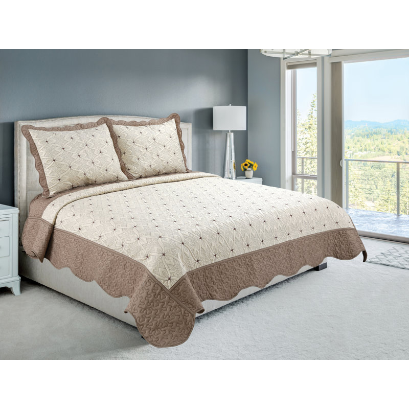 Cotton Blend Geometric Shapes Quilt, Twin Quilt + 1 Standard Sham