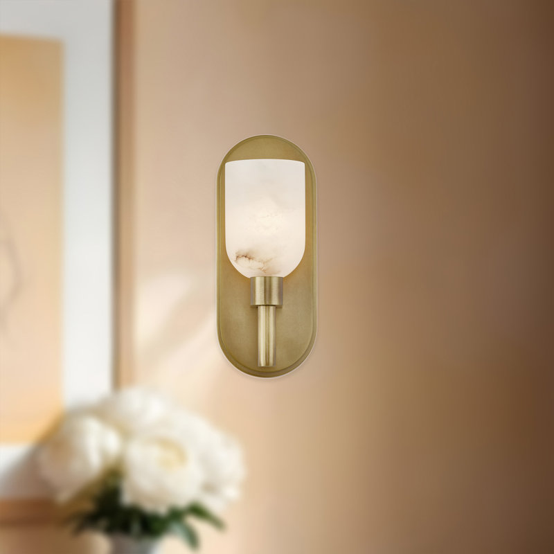Lucian 1 - Light Bath Sconce, Alabaster/Vintage Brass