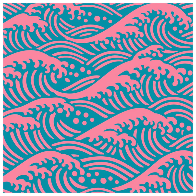 Rideaux de douche Pink Ocean Waves, 70in W x 93in H