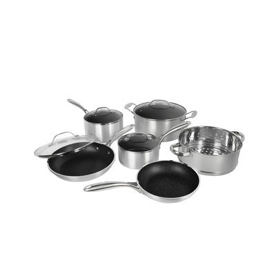 Granitestone Silver 10 Piece Nonstick Cookware Set, Stay Cool Handles, Oven & Dishwasher Safe