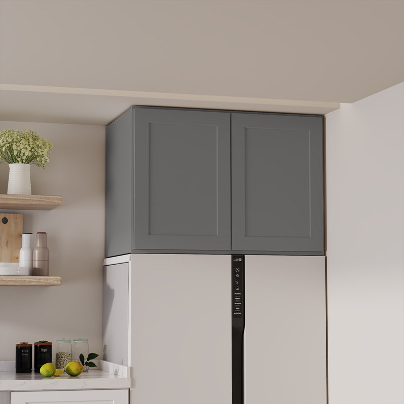 HOMEIBRO Cozy Design, meuble mural standard en contreplaqué, style Shaker, gris Shaker, 91,4 cm (L) x 61 cm (P) x 61 cm (H), à monter soi-même